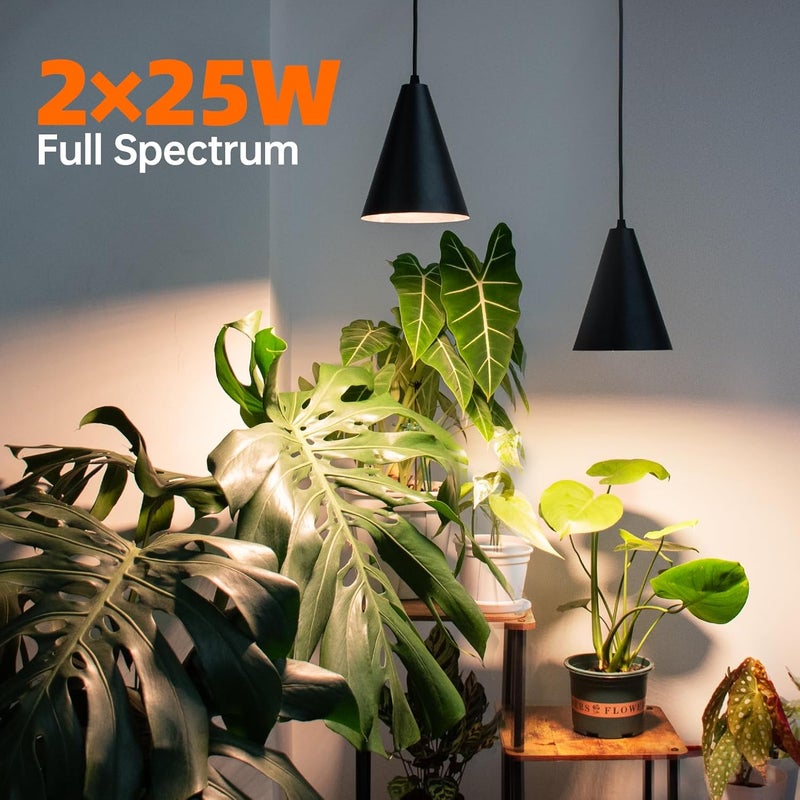 Bstrip 50W Double-Head Grow lights for indoor Plants full Spectrum 3000K, Black LED Grow Light Bulb with Timer & 16.4FT Power Cord, Perfect for Tall Plants, Gardens, Flowers, and Greenhouses in Winter - Image 3